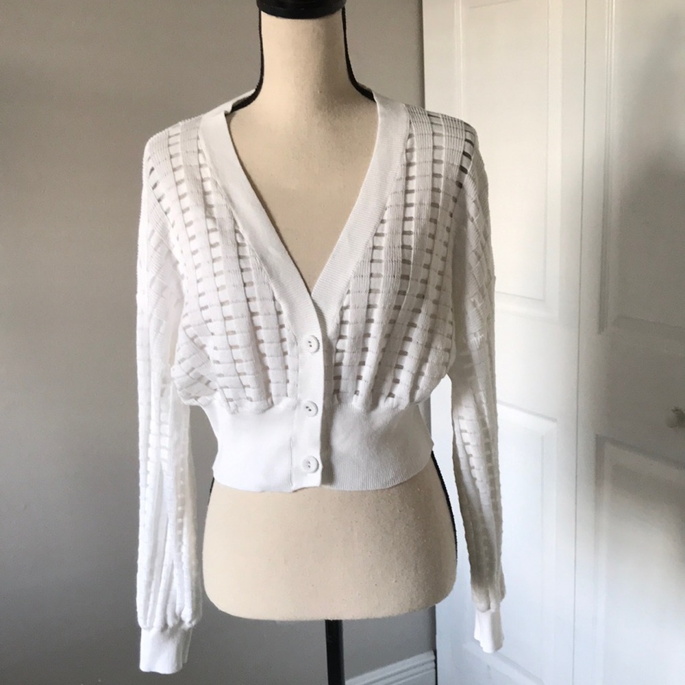 FOREVER 21 women Crop Squares White Cardigan | L